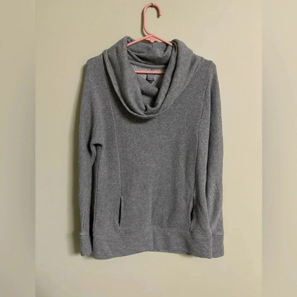 aerie Tops - Aerie Dark Gray Metallic Funnel Neck Long Sleeve Pullover Sweatshirt Size Medium